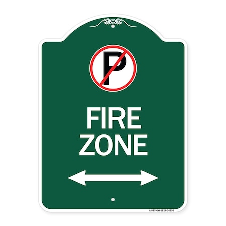 No Parking and Arrow Pointing Left and Right, Green & White Aluminum Sign, 18" x 24", GW-1824-24656